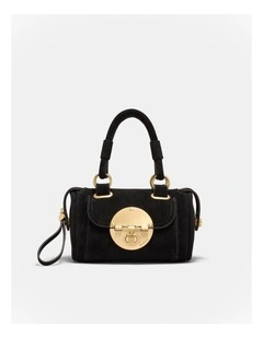 Turnlock Bowler Grab Crossbody Bag in Black
