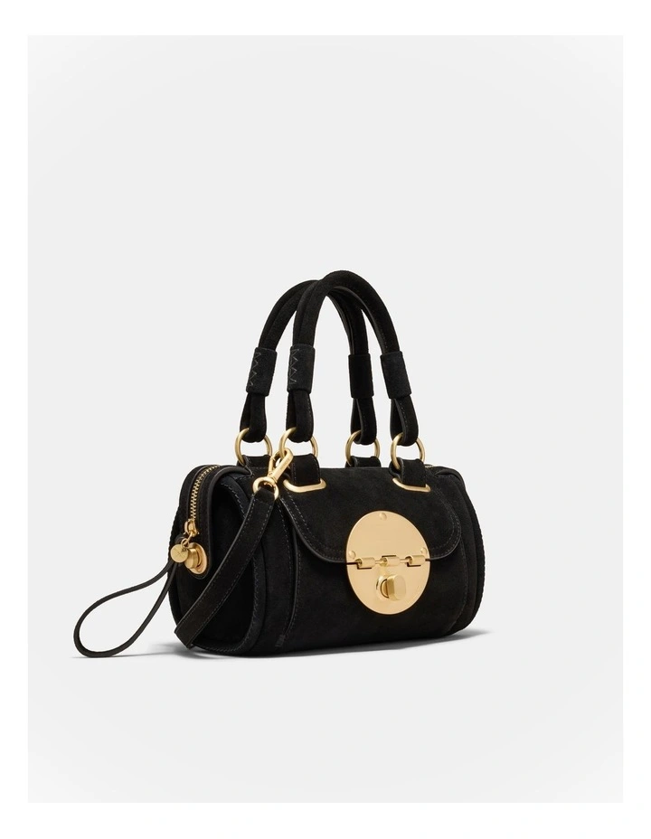 Turnlock Bowler Grab Crossbody Bag in Black image 3