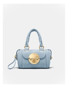 Turnlock Bowler Grab Crossbody Bag in Cornflower