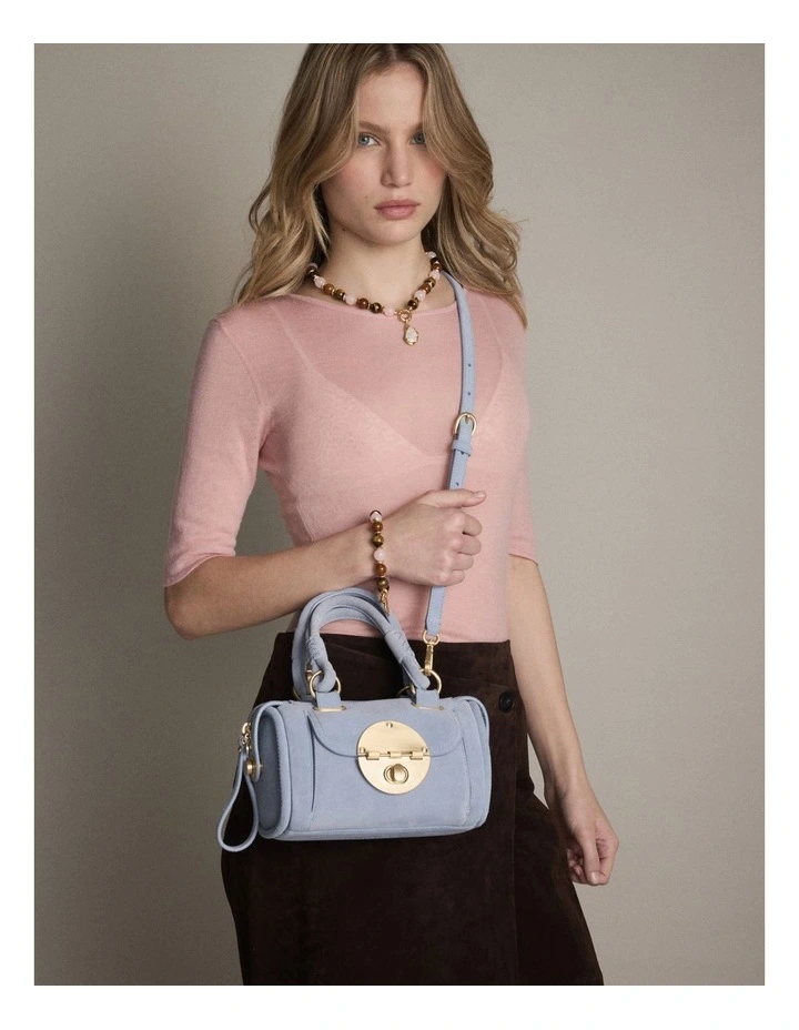 Turnlock Bowler Grab Crossbody Bag in Cornflower image 2