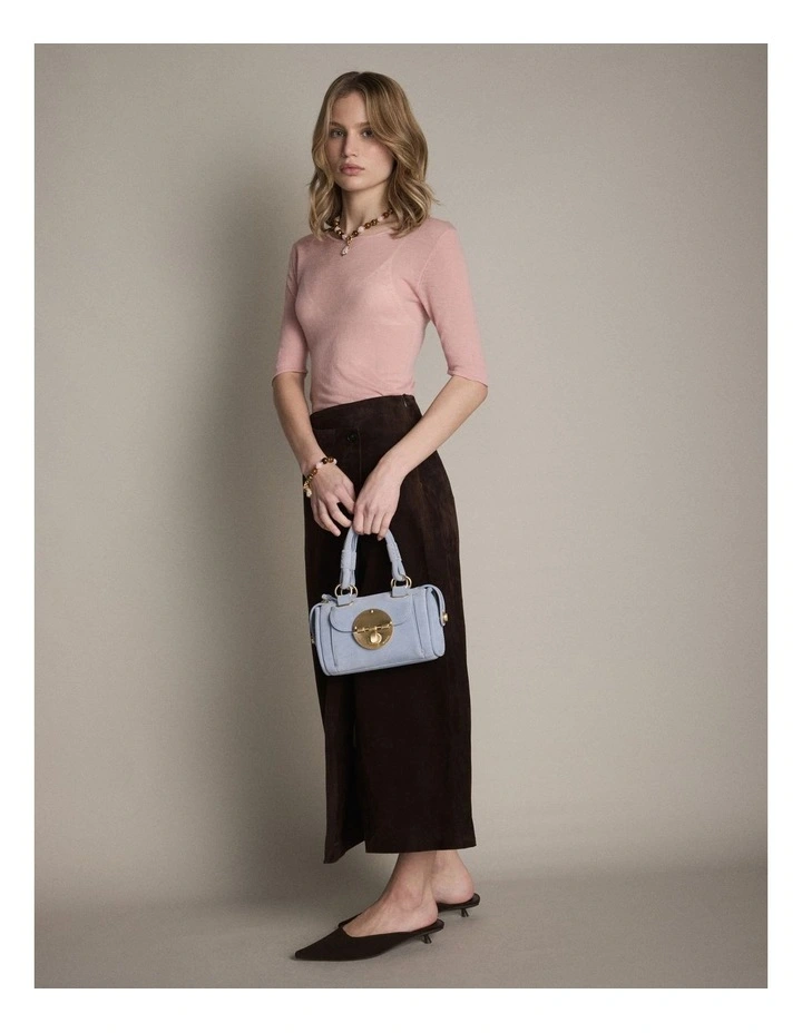Turnlock Bowler Grab Crossbody Bag in Cornflower image 4
