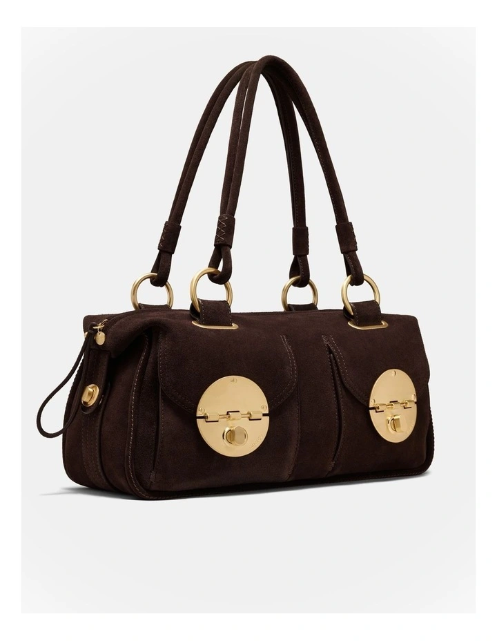 Turnlock East West Bag in Chocolate image 3
