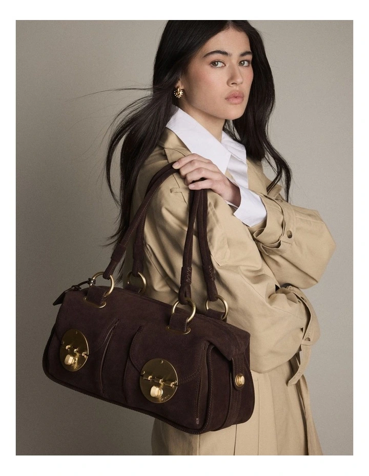 Turnlock East West Bag in Chocolate image 4