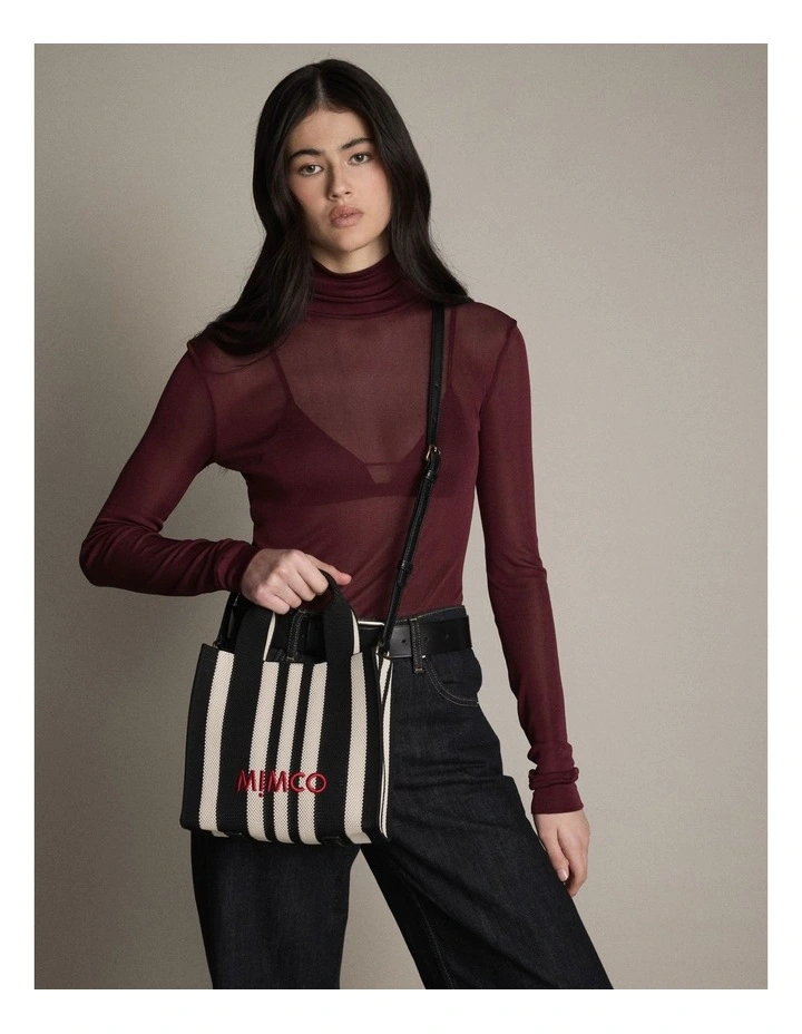 Blondie Small Tote Bag in Black Stripe image 4