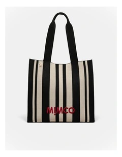 Blondie Large Boxy Tote Bag in Black Stripe