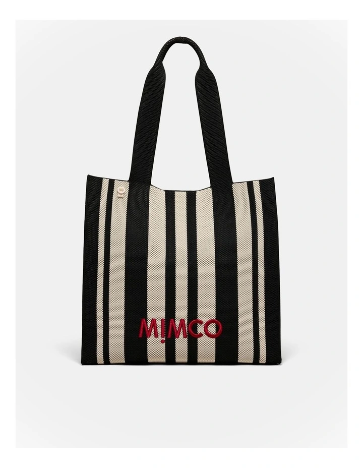 Blondie Large Boxy Tote Bag in Black Stripe image 1