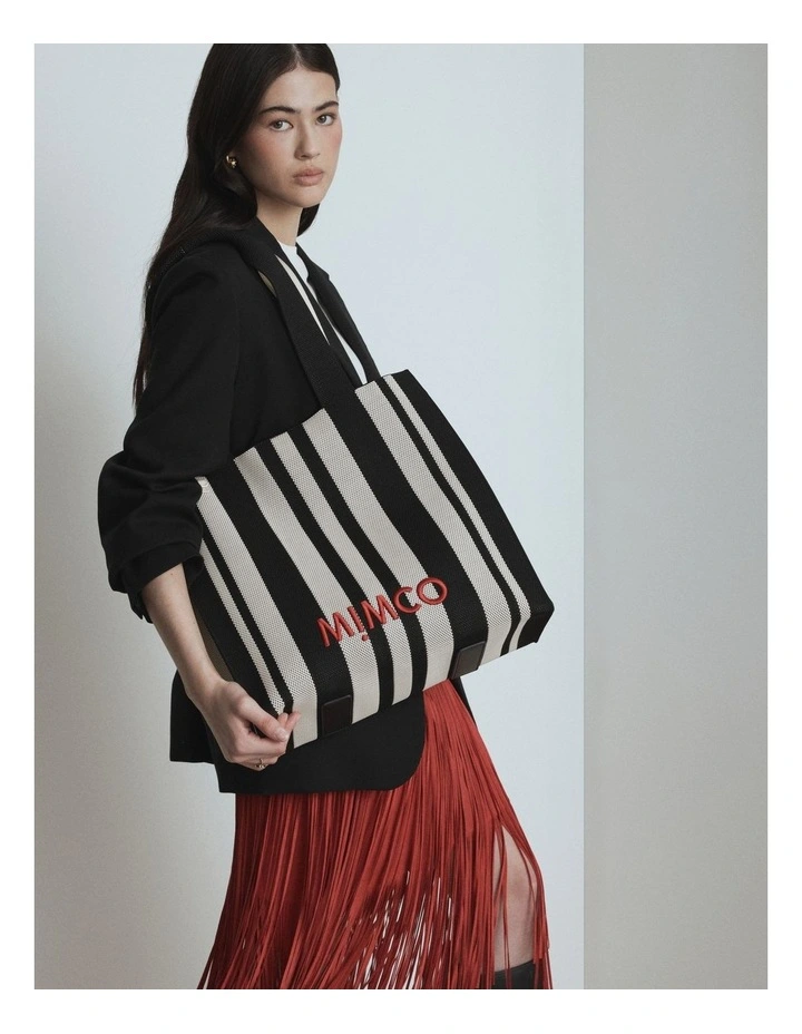 Blondie Large Boxy Tote Bag in Black Stripe image 2