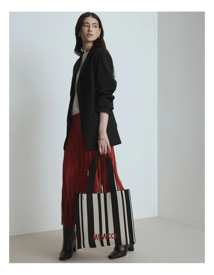 Blondie Large Boxy Tote Bag in Black Stripe image 6