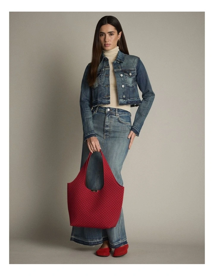 Amelie Basket Tote Bag in Red image 2