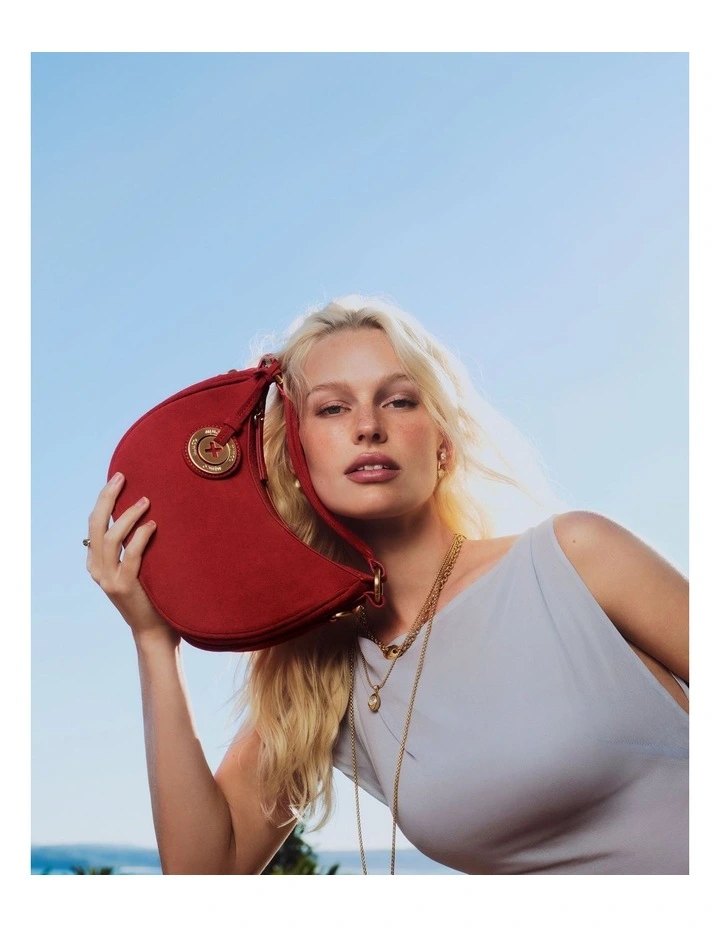 Luna Mini Crescent Bag Bags Leather in Red image 2