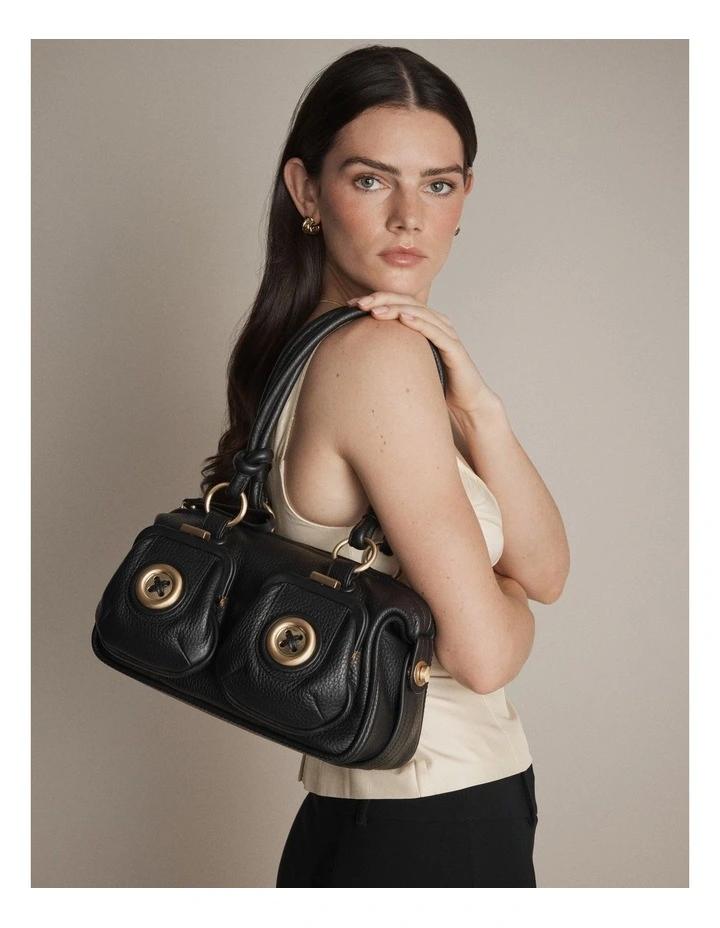 Mini Button Bag Bags Leather  in Black image 2