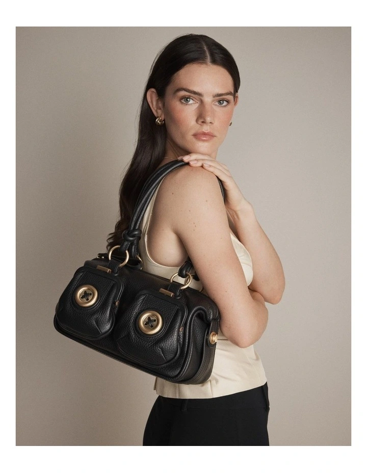 Mini Button Bag Bags Leather in Black image 2