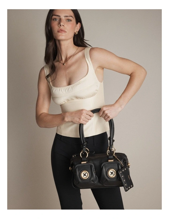 Mini Button Bag Bags Leather  in Black image 7