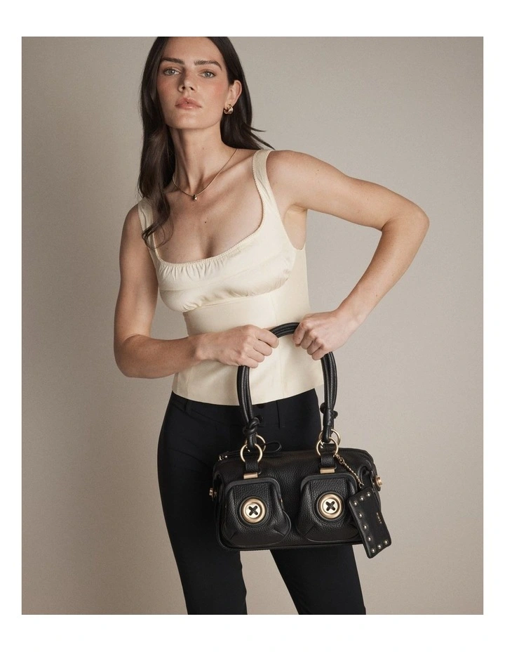 Mini Button Bag Bags Leather in Black image 7
