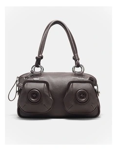 Button Bag Bags Leather in Chocolate