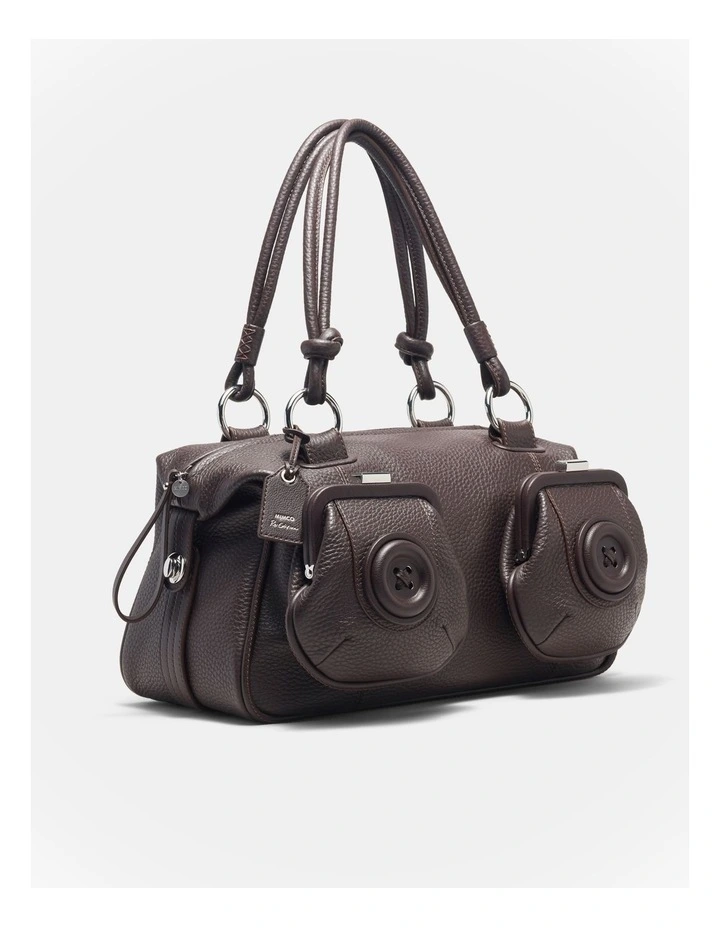Button Bag Bags Leather in Chocolate image 3