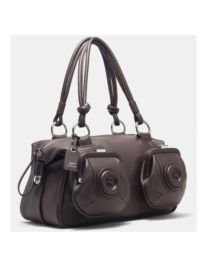 Button Bag Bags Leather in Chocolate image 3