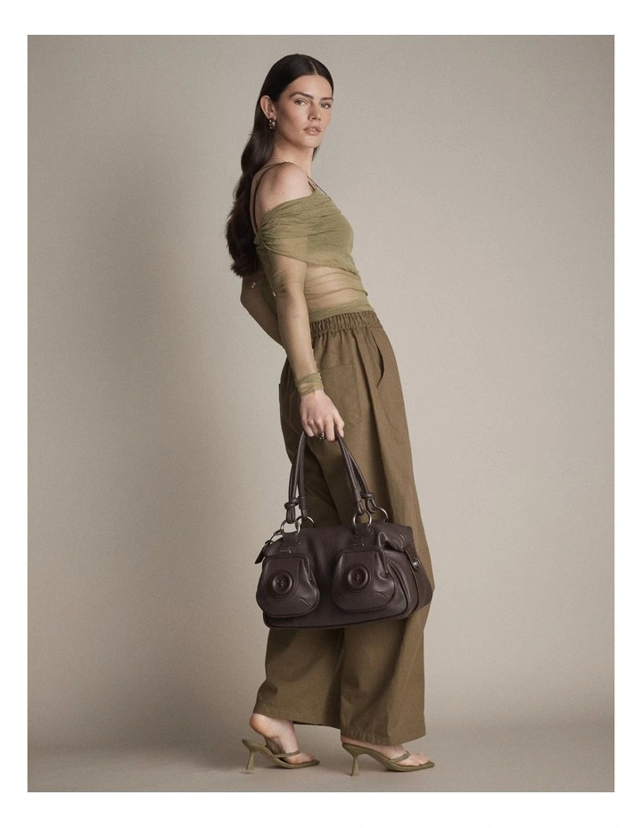 Button Bag Bags Leather in Chocolate image 4