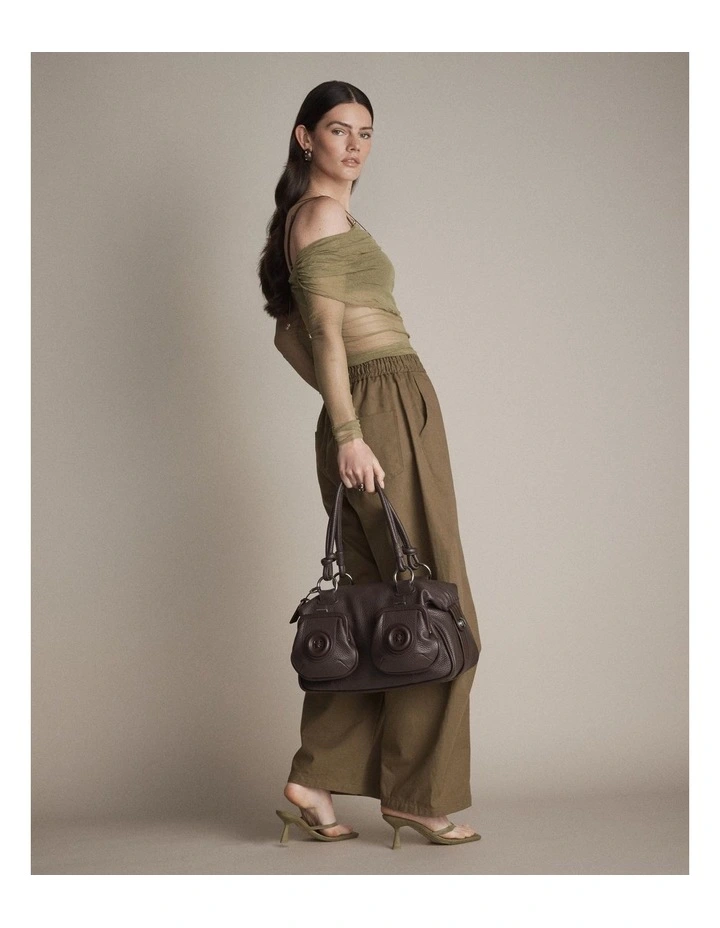 Button Bag Bags Leather in Chocolate image 4