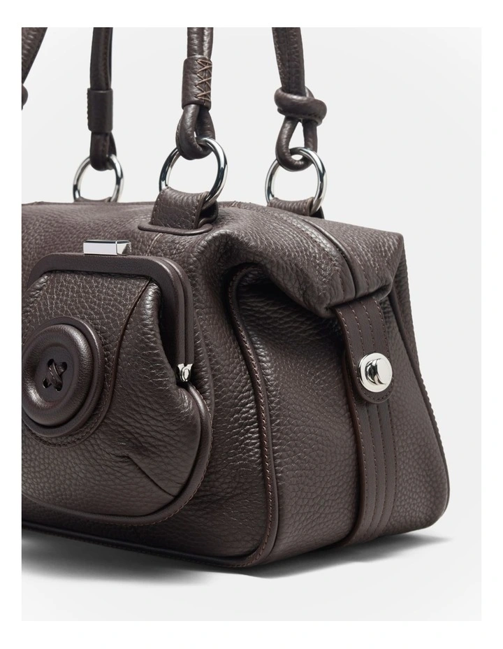 Button Bag Bags Leather in Chocolate image 6
