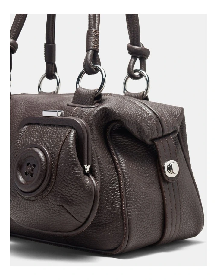 Button Bag Bags Leather in Chocolate image 6