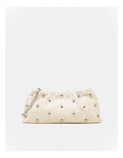 The Stud Clutch Bag Bags Leather in Off White