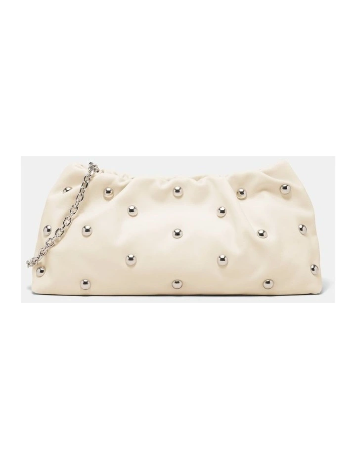 The Stud Clutch Bag Bags Leather in Off White image 1