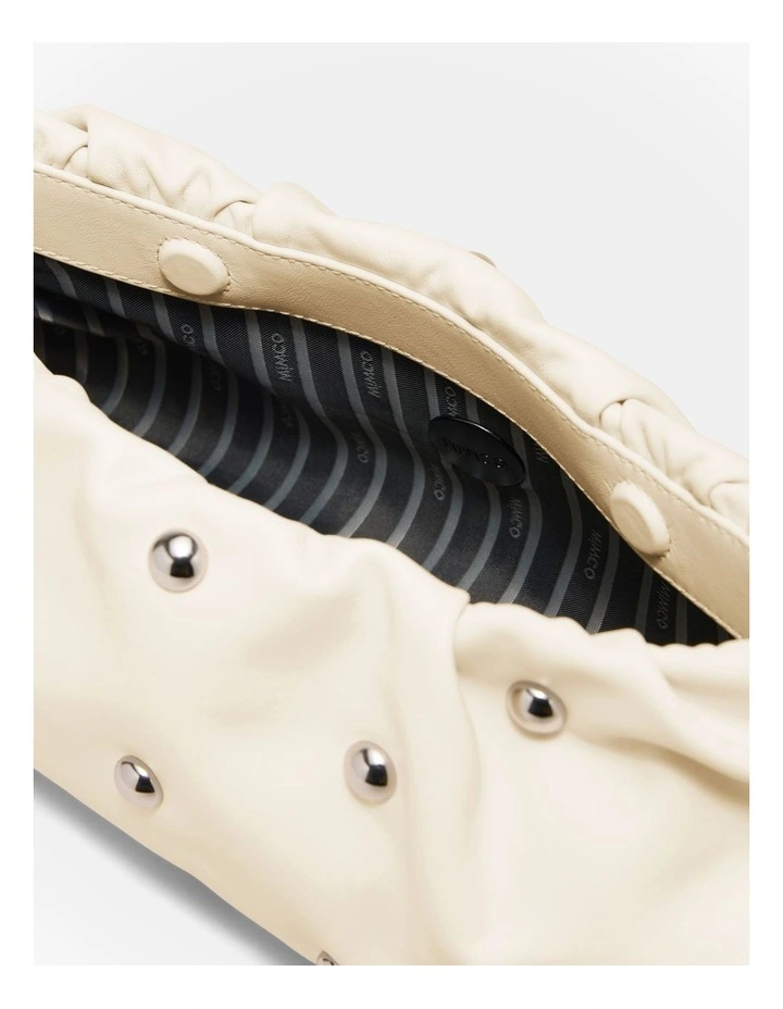 The Stud Clutch Bag Bags Leather in Off White image 6