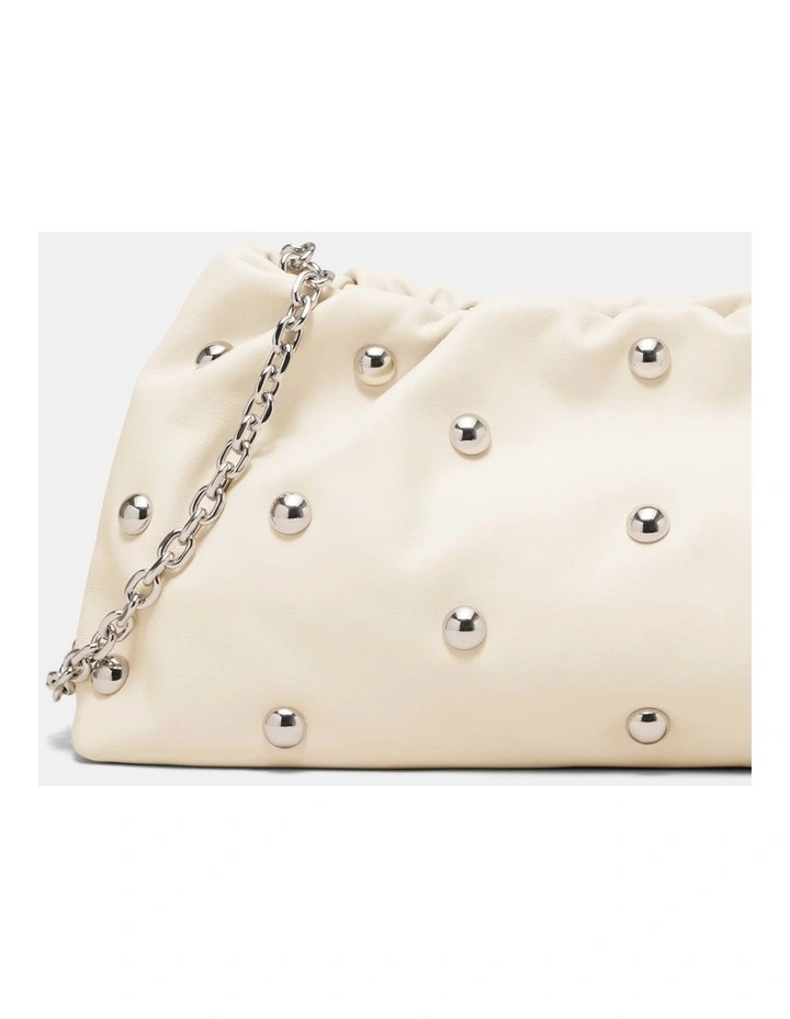 The Stud Clutch Bag Bags Leather in Off White image 6