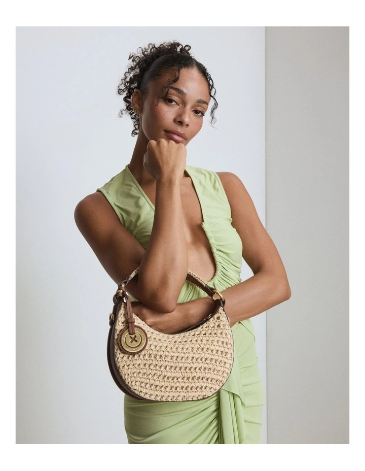 Luna Mini Crescent Bag Bags Leather in Natural image 2