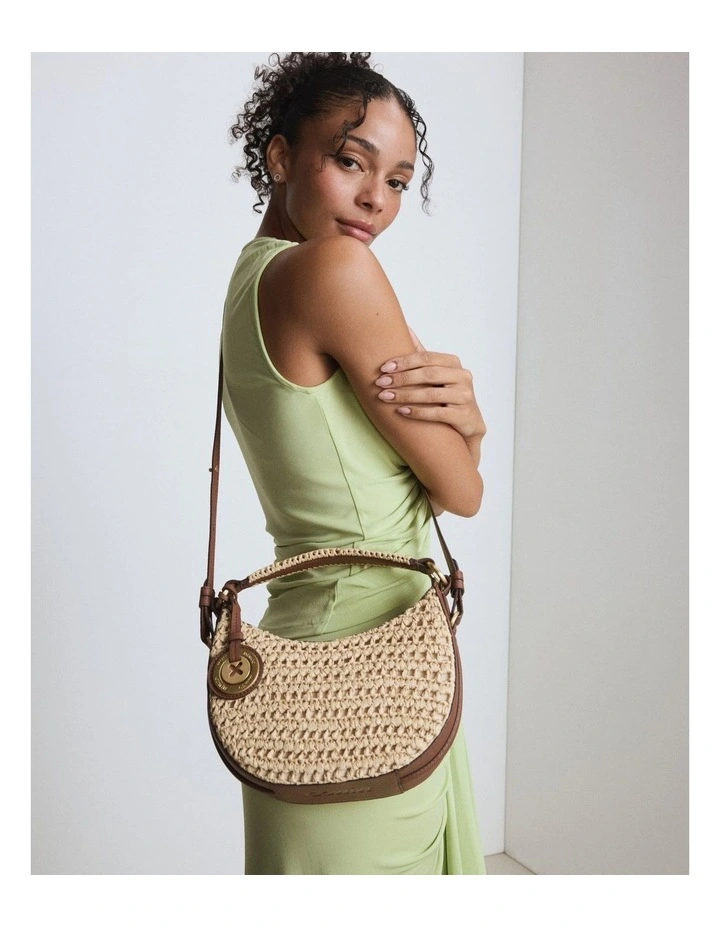 Luna Mini Crescent Bag Bags Leather in Natural image 7