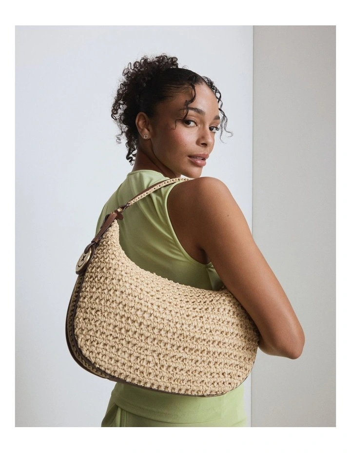 Luna Crescent Bag Bags Leather in Natural image 7