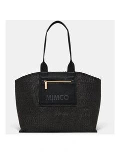 Patch Textured Tote Bag Bags Non Leather in Black