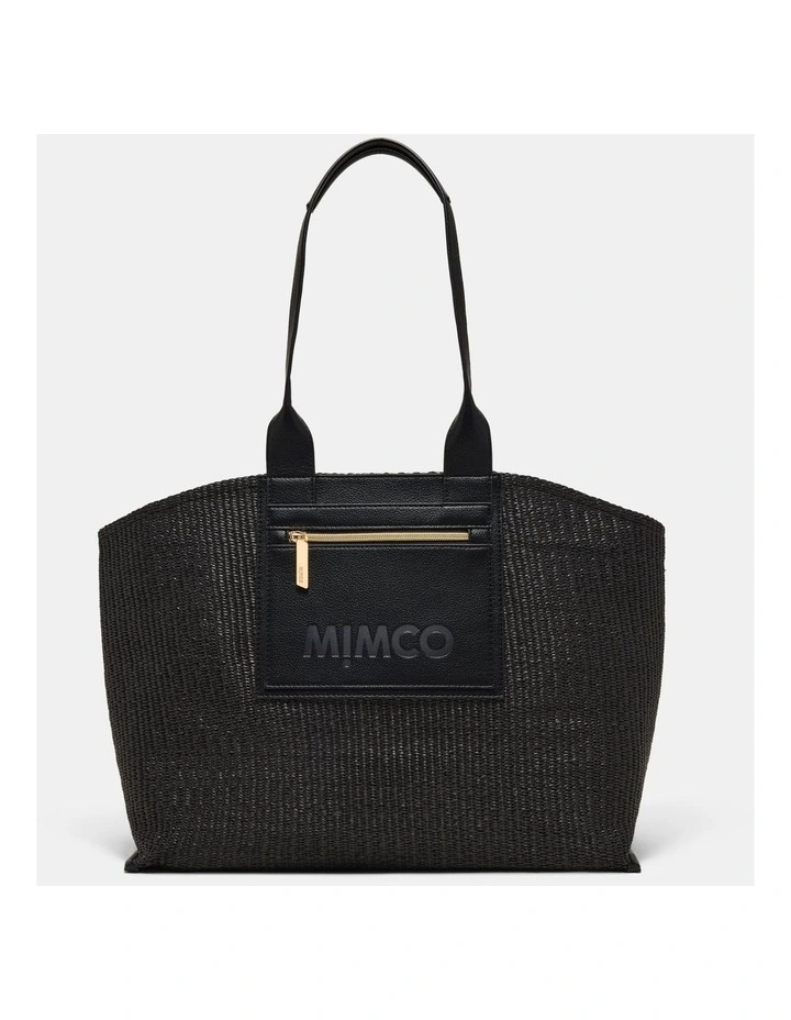 Patch Textured Tote Bag Bags Non Leather in Black image 1