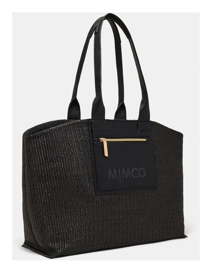 Patch Textured Tote Bag Bags Non Leather in Black image 2