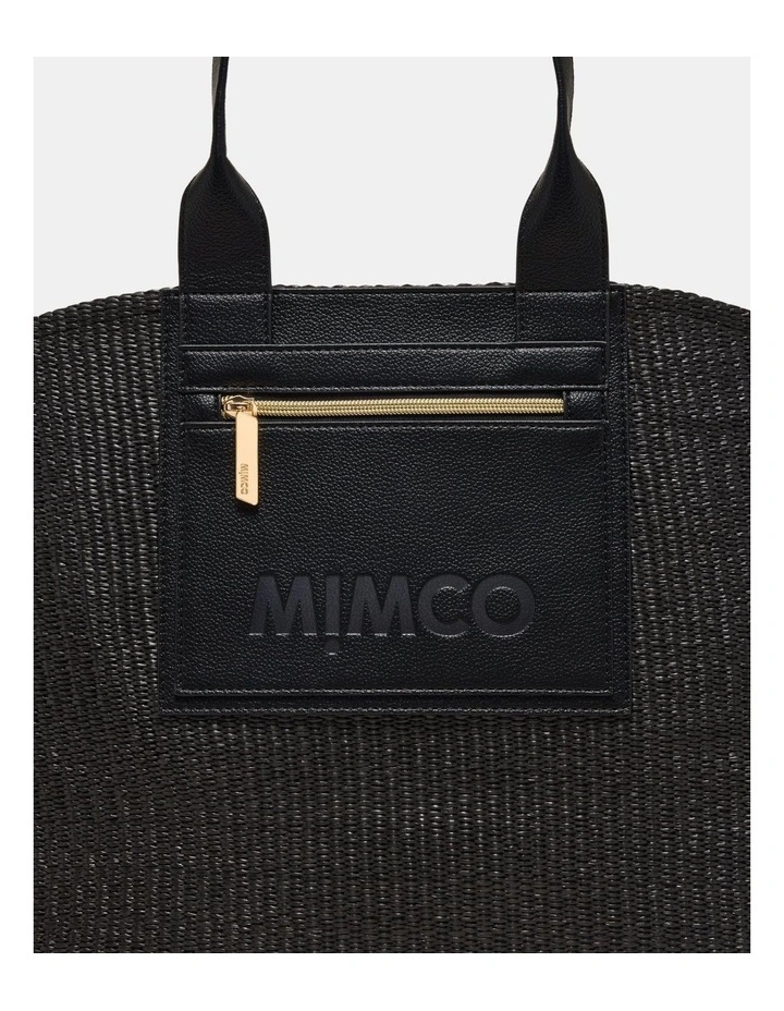 Patch Textured Tote Bag Bags Non Leather in Black image 4