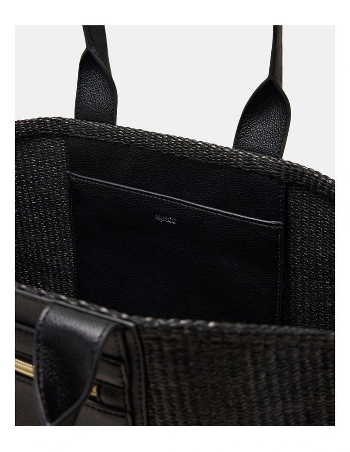 Patch Textured Tote Bag Bags Non Leather in Black image 5