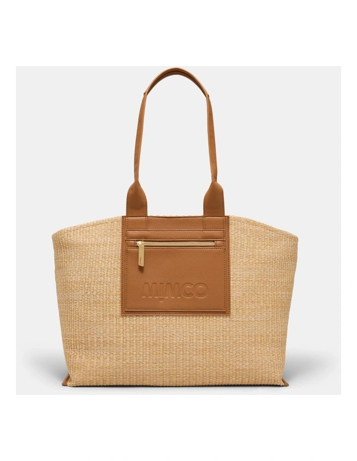 Patch Textured Tote Bag Bags Non Leather in Natural image 1