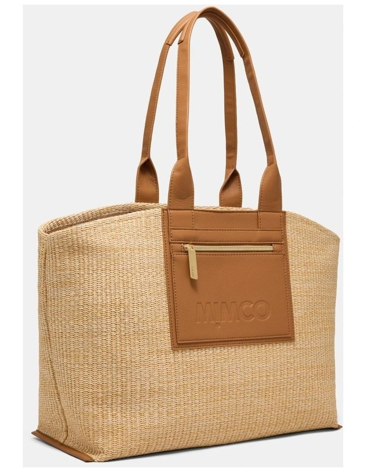 Patch Textured Tote Bag Bags Non Leather in Natural image 3