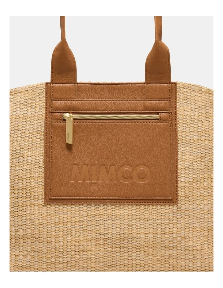 Patch Textured Tote Bag Bags Non Leather in Natural image 6