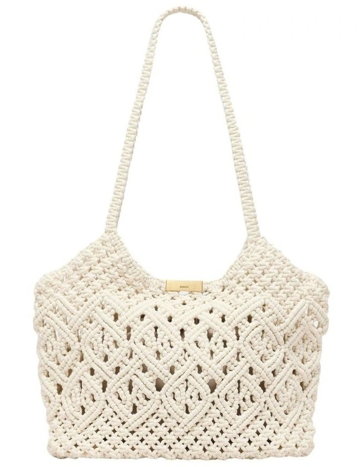 Delta Macrame Tote Bag Bags Non Leather in Natural image 1