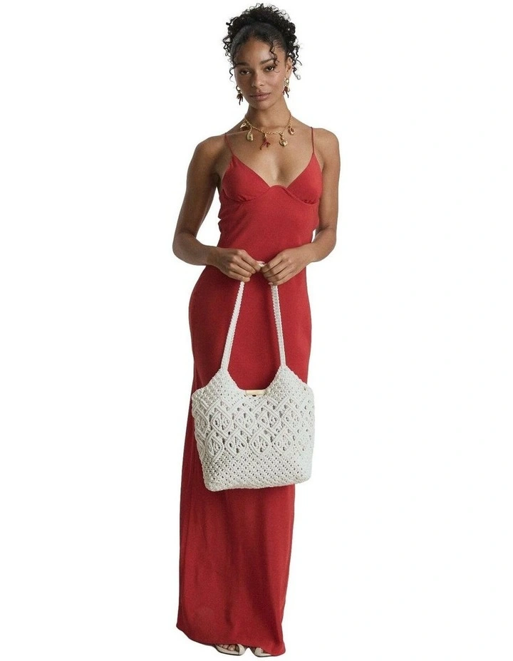 Delta Macrame Tote Bag Bags Non Leather in Natural image 2