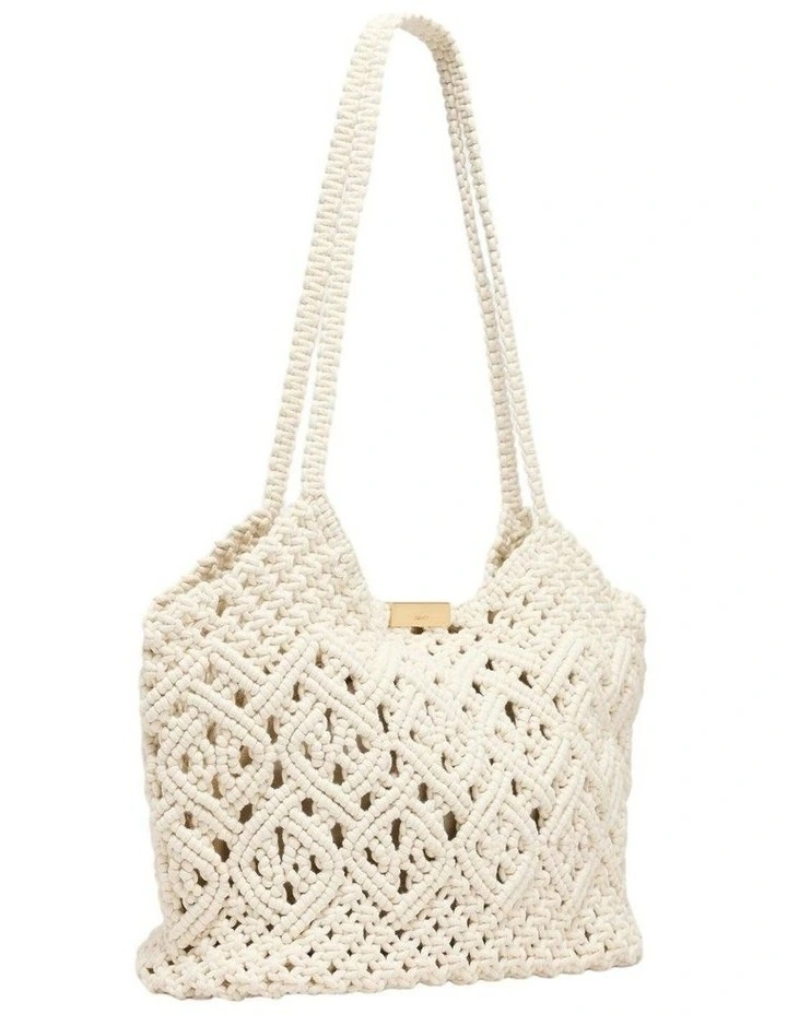 Delta Macrame Tote Bag Bags Non Leather in Natural image 3