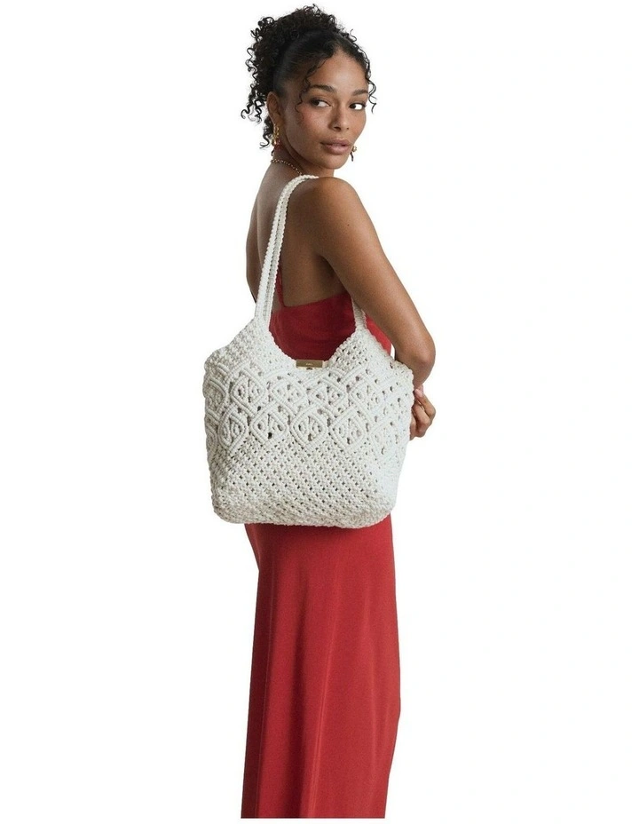 Delta Macrame Tote Bag Bags Non Leather in Natural image 4