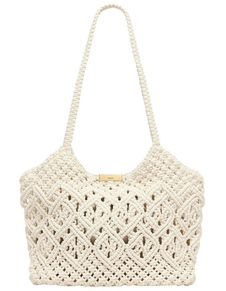 Delta Macrame Tote Bag Bags Non Leather in Natural image 5