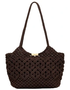 Delta Macrame Tote Bag Bags Non Leather in Chocolate