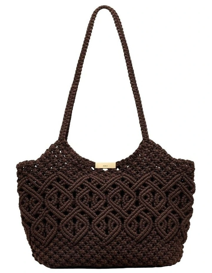 Delta Macrame Tote Bag Bags Non Leather in Chocolate image 1