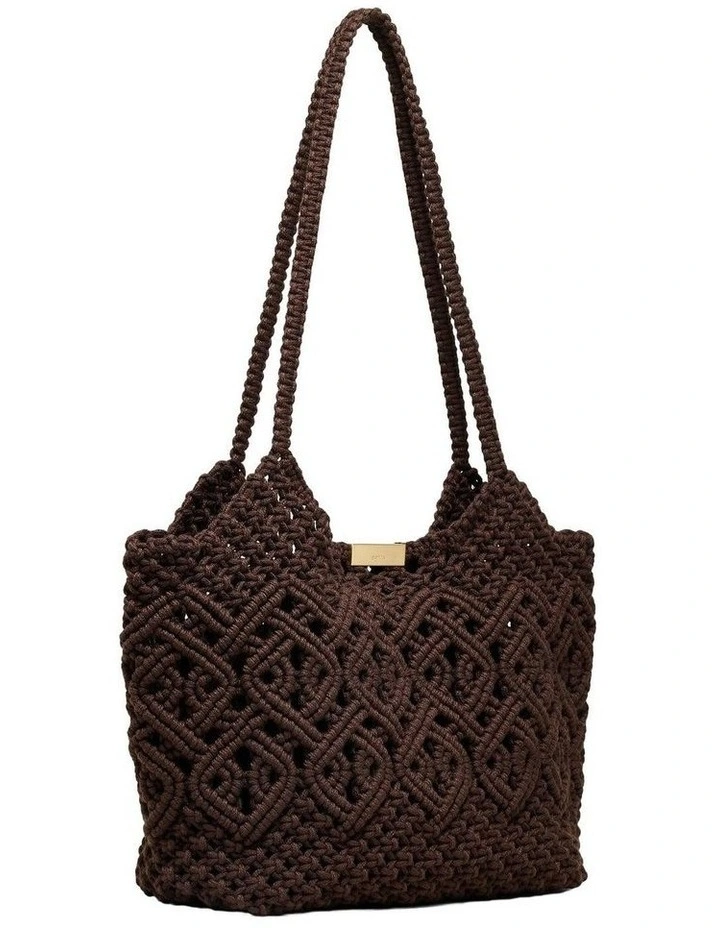 Delta Macrame Tote Bag Bags Non Leather in Chocolate image 2