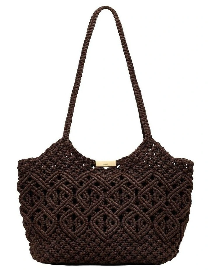 Delta Macrame Tote Bag Bags Non Leather in Chocolate image 4