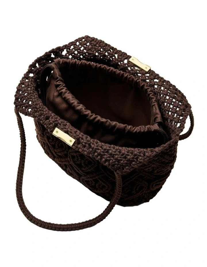 Delta Macrame Tote Bag Bags Non Leather in Chocolate image 6